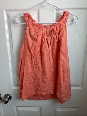 Talbots Coral Ruffle Neck Sleeveless Top